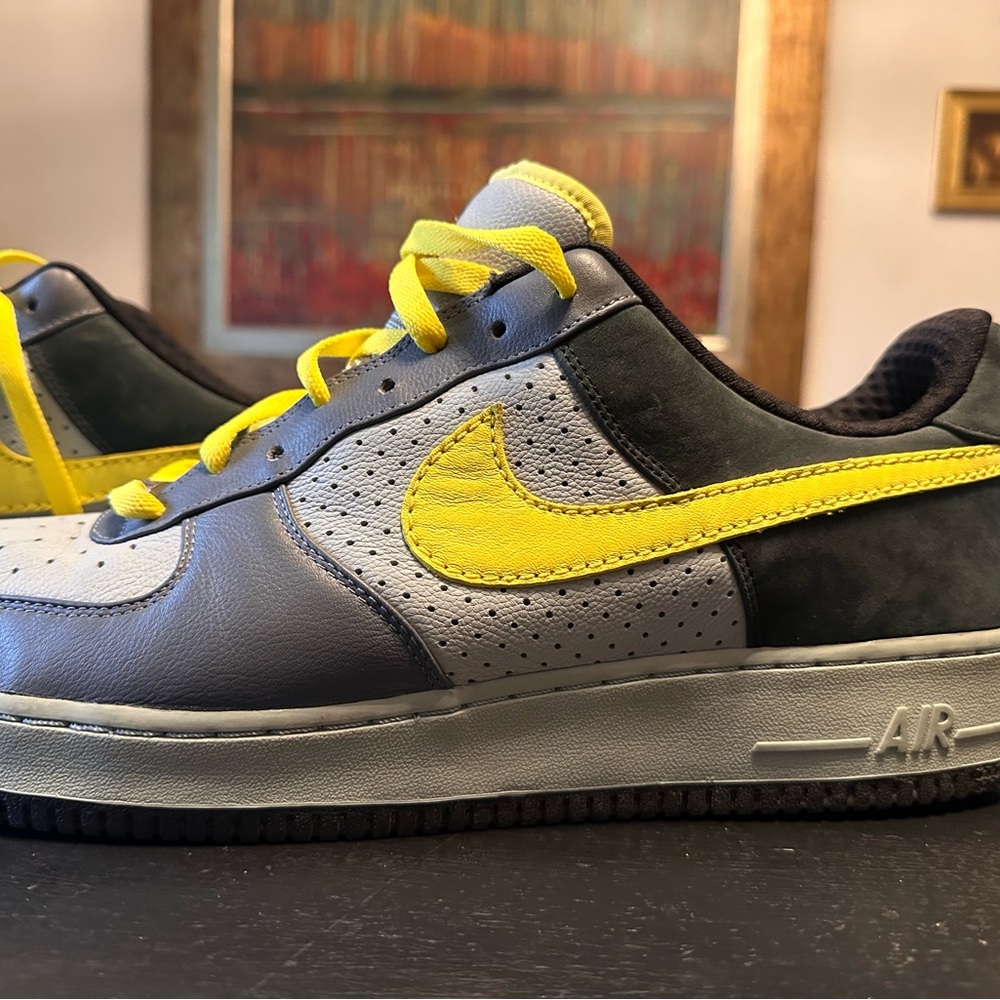 Nike Air Force 1 Gray and Yellow Shoes